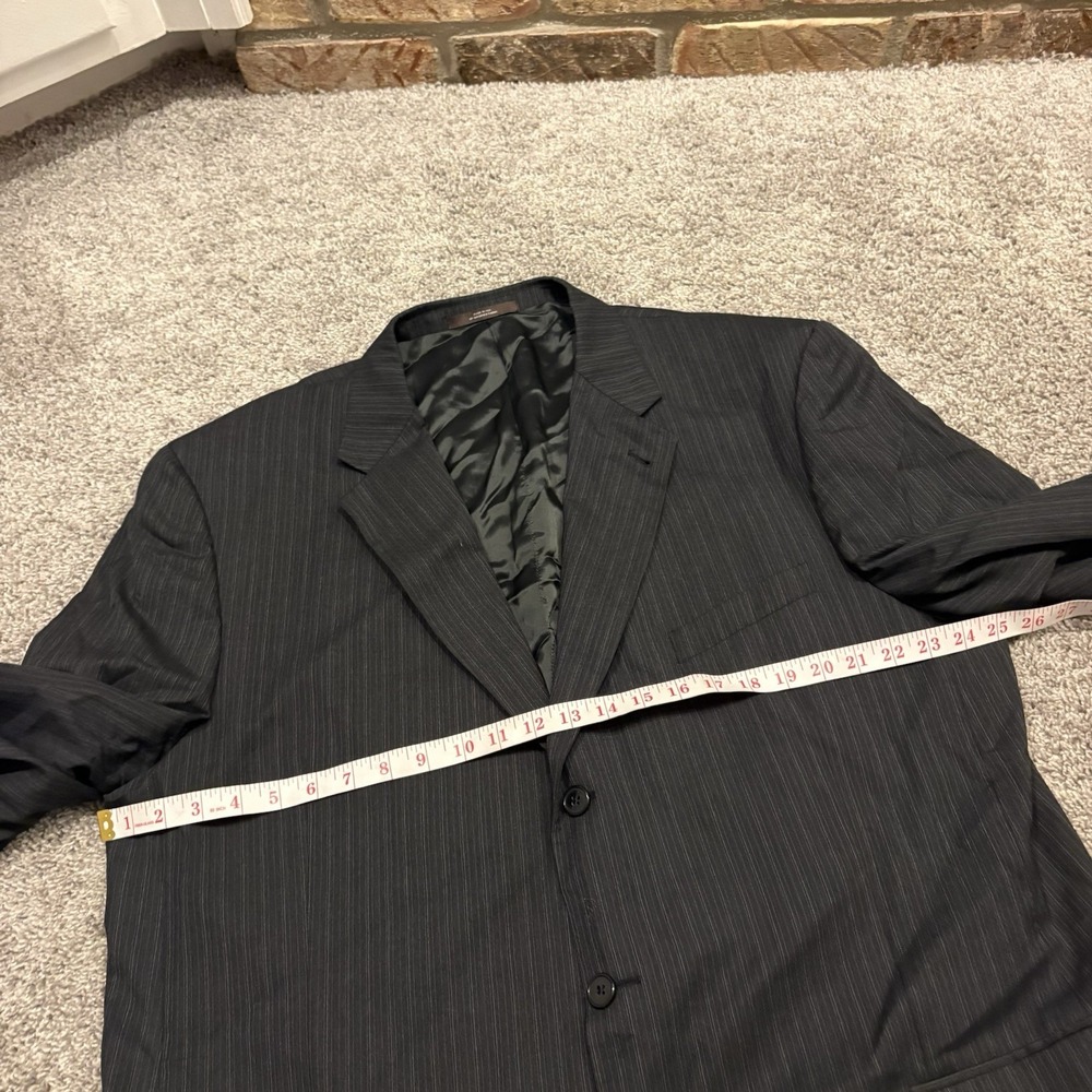Joseph Abboud 2 Piece Suit Mens 48XL 42X32 Black 3 Button Wool Pinstripe 2 Pc - Picture 5 of 16